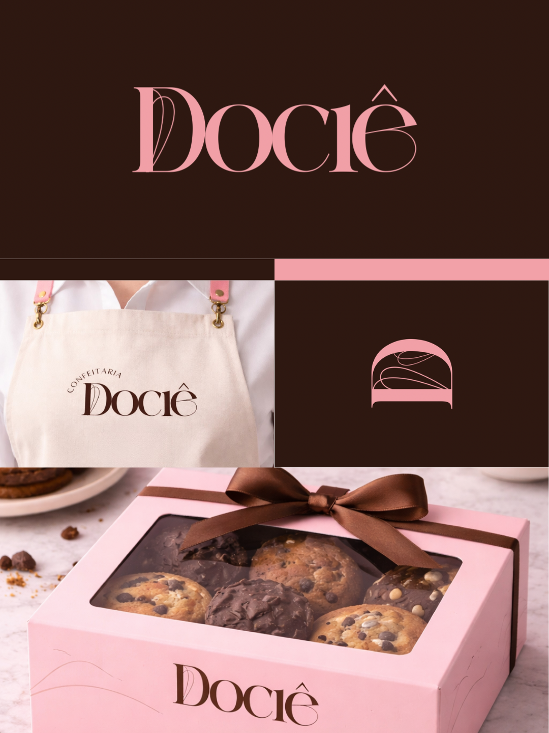 Cookies artesanais com gotas de chocolate na caixa Dociê