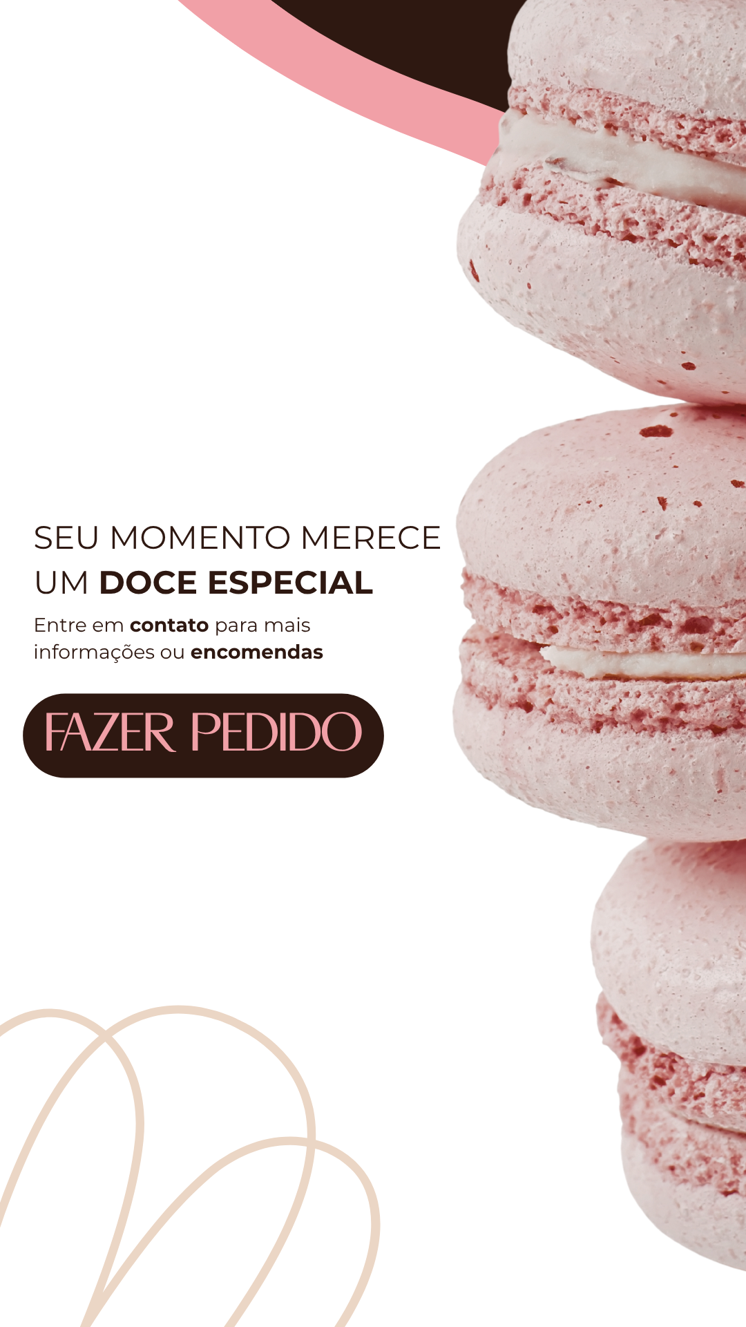 Macarons artesanais rosa da Dociê